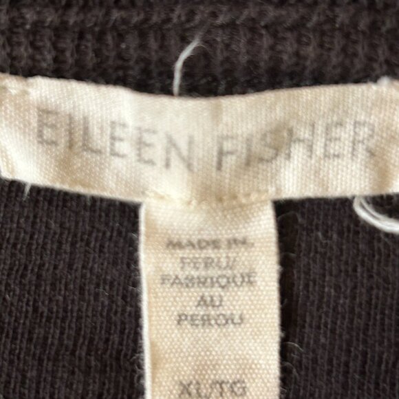 EILEEN FISHER Organic Cotton Crewneck Box Top Black Tee Size XL Cap Sleeve - Picture 6 of 14